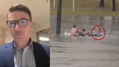 Moment man rescued from sinking car by Australian TV reporter