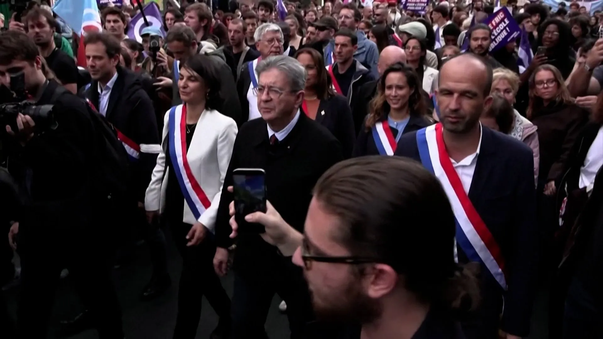 Presidential hopeful Melenchon joins France school protest march