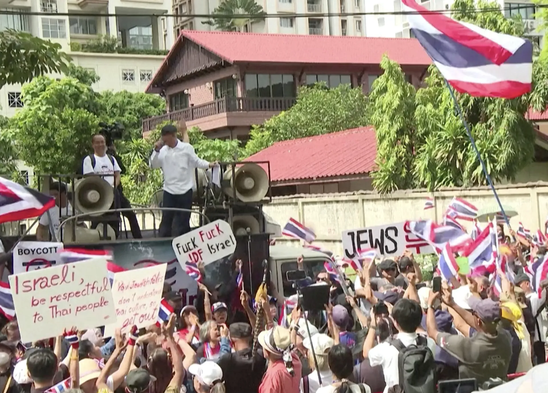 Protests outside Israeli embassy in Bangkok over badly behaved tourists