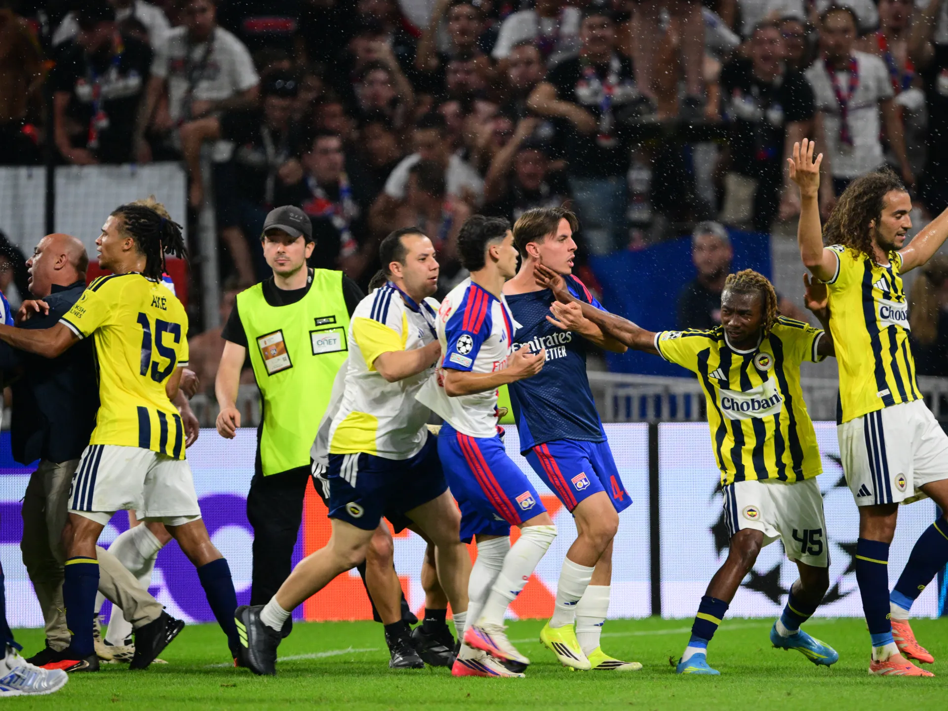 Chaos mars Fenerbahce’s Champions League qualifying win over Lyon