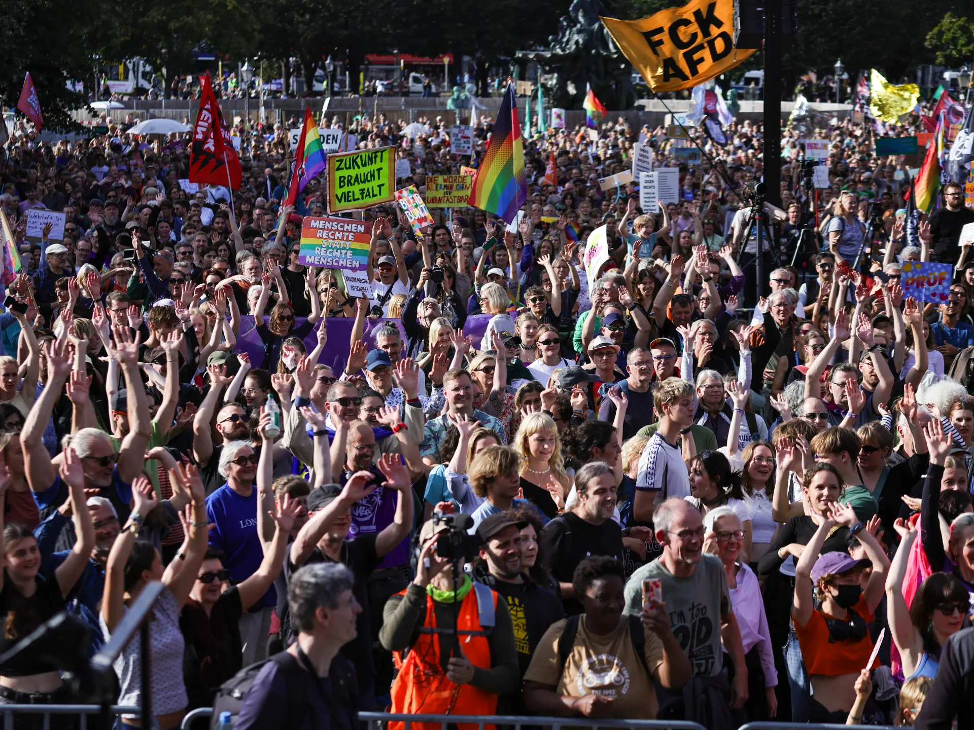 Tens of thousands march across Germany to protest far-right party AfD