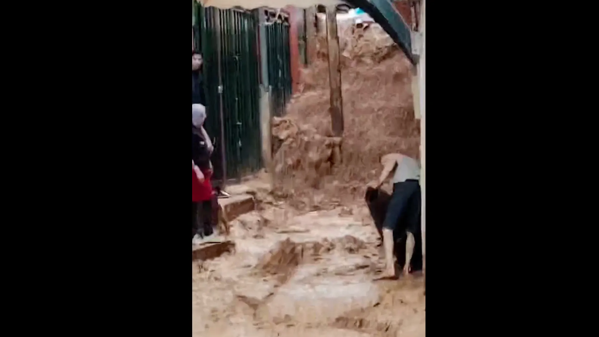 Flash floods fill the streets of a neighbourhood in central Morocco